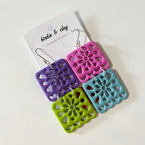 Papel Picado Earrings/Polymer Clay Dangle Earrings/Artisanal Earrings/Handmade Earrings/Spanish Style Earrings