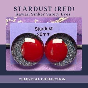 Stardust Red Pupil Kawaii Safety Eyes - Hand-Painted Resin Sinker Style for Amigurumi - Crafting Supplies & Accessories