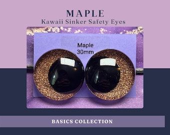 Maple Light Brown Glitter Safety Eyes | Sinker Eyes for Eevee-Inspired Fox & Woodland Amigurumi Plushies