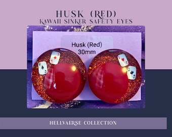Husk Special Edition Safety Eyes | Red Glitter Card Sinker Eyes for Hazbin Hotel Amigurumi Plushies