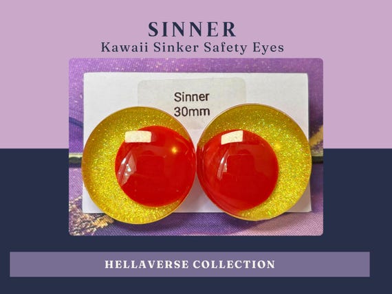 Sinner Black Glitter Safety Eyes | Sinker Eyes for Hazbin Hotel Helluva Boss Amigurumi Plushies