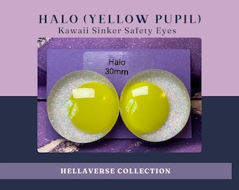 Halo Yellow Pupil Safety Eyes | Sinker Eyes for Abel Hazbin Hotel Amigurumi & Crochet Plushies
