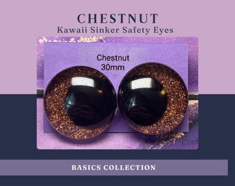 Chestnut Dark Brown Glitter Safety Eyes | Sinker Eyes for Eevee-Inspired Bear & Woodland Amigurumi Plushies