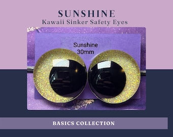 Sunshine Yellow Glitter Safety Eyes | Sinker Eyes for Bee Sunflower & Summer Amigurumi Crochet Plushies