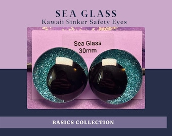 Sea Glass Teal Blue Safety Eyes | Sinker Eyes for Mermaid Ocean & Cottagecore Amigurumi Crochet Plushies