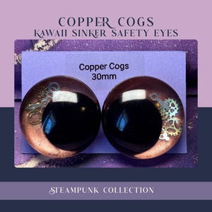 Copper Cogs Steampunk Safety Eyes 30mm | Copper Gear Sinker Eyes for Amigurumi & Plushies