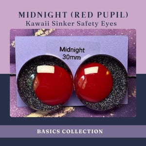 Resin Safety Eyes – “Midnight (red pupil)” | Crochet Amigurumi Plushie Supplies