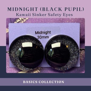 Resin Safety Eyes – “Midnight (black pupil)” | Crochet Amigurumi Plushie Supplies