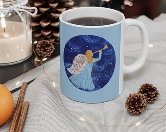 Taza de café Ángel Azul Celestial, regalo inusual para coleccionistas de ángeles