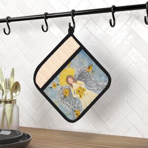 Ukraine Sunflower Angel Pot Holder with Pocket