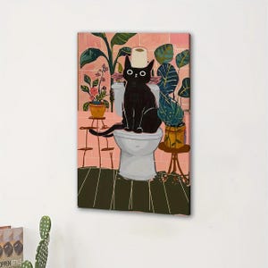 &quot;Schwarze Katze auf Leinwand - &quot;&quot;Katze&quot;&quot; auf Leinwand, Pflanzen & lustige Katzenbilder.&quot;