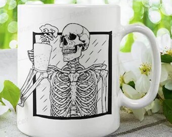 coffee drinking skeleton mug ,skeleton drinking coffee- halloween skeleton mug ,skull coffee mug,skeleton with coffee