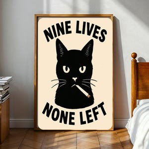 Black Cat Art Print: Funny Minimalist Cat Lover Gift