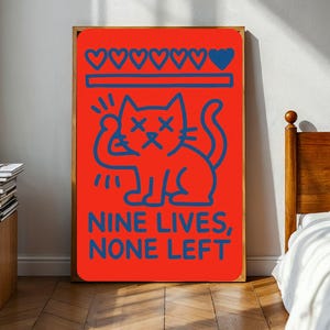 Black Cat Art Print: Funny Minimalist Cat Lover Gift