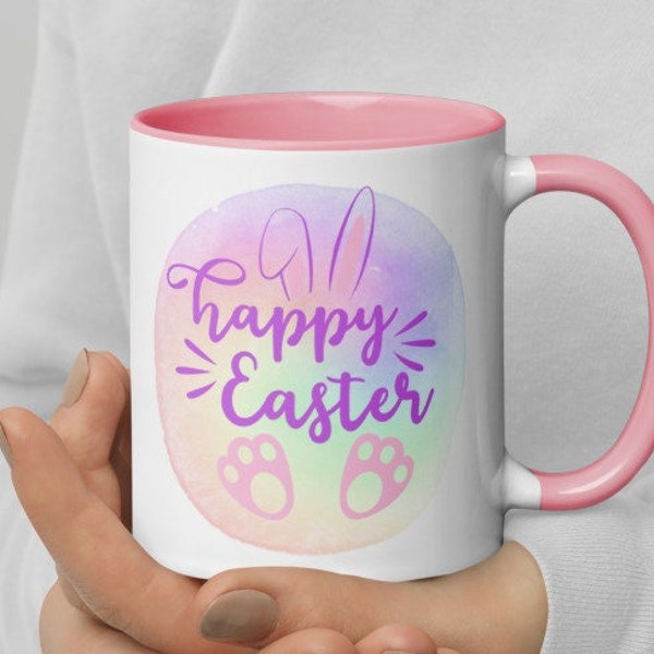 Easter Vibes cup ,Wavy Stacked  font ,rabbit ears , Easter Gift for Kids ,easter mug