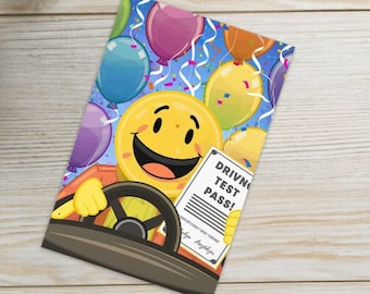 Congratulations on Passing Your Driving Test Card. smily laughing facei Card. You Did Well Done Card. PERSONALISED Name Card.