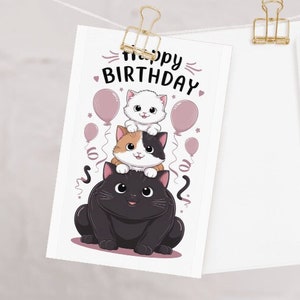 carte d'anniversaire chat, carte d'anniversaire chat tigré, carte-cadeau pour amoureux des chats, carte de voeux chat, carte personnalisée