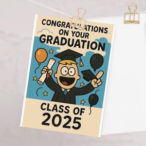 Tarjeta de graduación de la clase 2025, tarjeta de felicitación de graduación, anuncio de graduación de secundaria y universidad, recuerdo inspirador