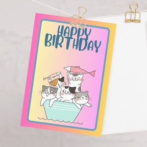 carte d'anniversaire chat, carte d'anniversaire chat tigré, carte-cadeau pour amoureux des chats, carte de voeux chat, carte personnalisée