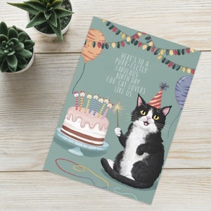 carte d'anniversaire chat, carte d'anniversaire chat tigré, carte-cadeau pour amoureux des chats, carte de voeux chat, carte personnalisée
