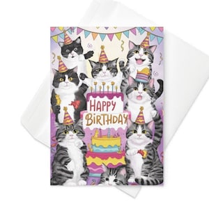 birthday card cat, tabby cat birthday card , cat lover gift card,cat greeting card ,personalised card