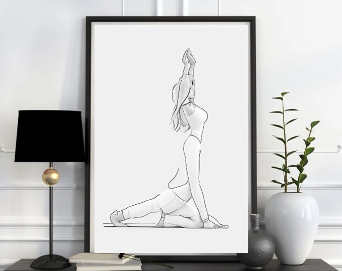 Impression d'art de pose de yoga, art mural yoga, cadeau pour les amateurs de yoga, cadeau yoga