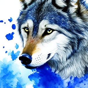 watercolour wolf painting, Wolf watercolour art, Wolf watercolour print,  wolf  Watercolour illustration, wolf poster , AI Generated Art -