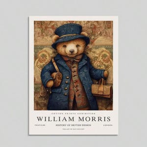 William Morris bear  Exhibition Wall Art Print,the bear  Abstract Textiles Vintage art , Famous Artist Print, Vintage Wall Art,Textiles Art,
