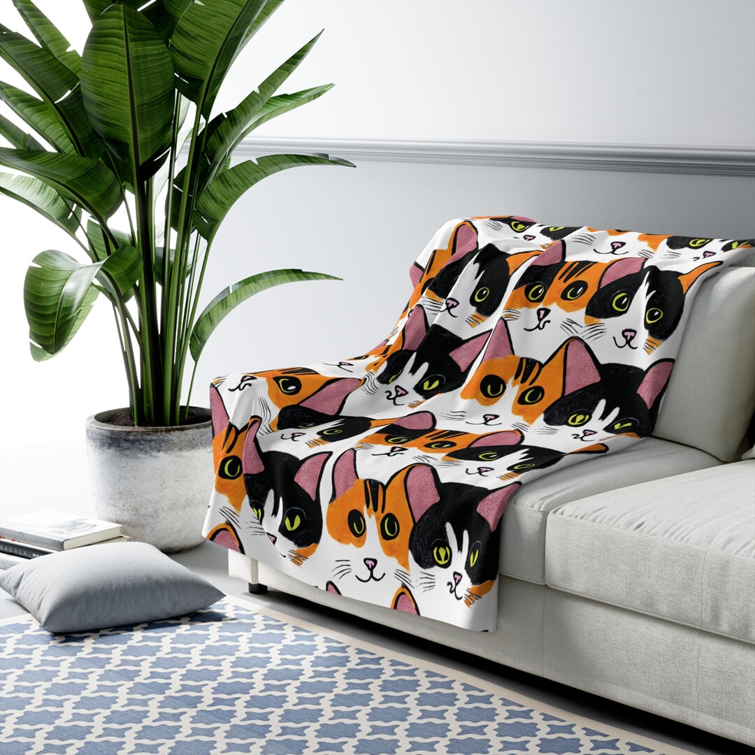 Cat Blanket Cat Print Blanket Cat Throw Blanket Cat Mom Etsy