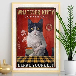 black cat cat-poster , Black Cat Wall Art - Black Cat Print - -Black Cat Artwork - Home Decor