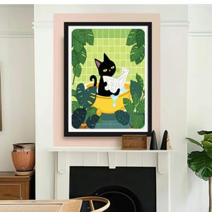 Badezimmer Katze Druck, lustige Katze Poster, Katze lustige Badezimmer Wand Dekor Druck Raum Wand Kunst lustige Katze Poster Badezimmer Wand Kunst Poster