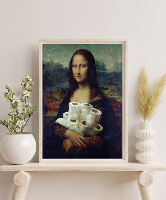 トイレットペーパーを持つモナリザ、オリジナルの油絵デヴィンチ