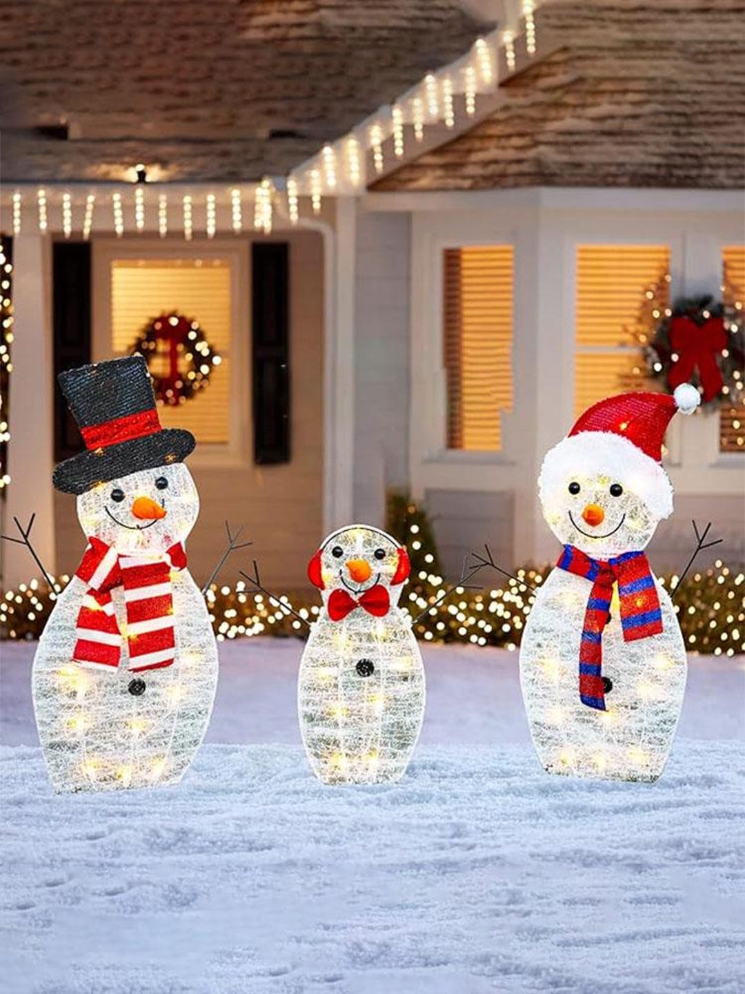 Snowman Outdoor Christmas Decorations Illuminated Reindeer Snowman