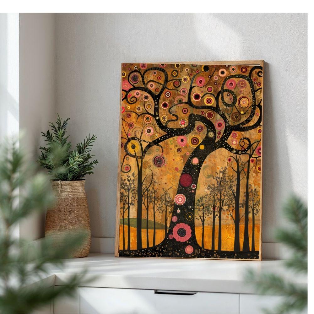 Gustav Klimt Tree of Life: Black Cat Art Poster, Floral Print, Funny Cat Gift, Unique Home Decor, Cat Lover Wall Art