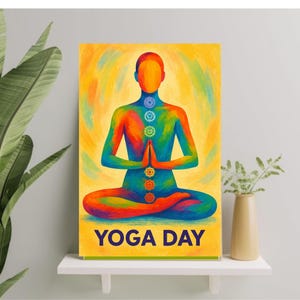 Yoga Day Faceless Wall Art, Minimalist Spiritual Decor, Meditation Print, Modern Yoga Poster for Home & Studio, Mindfulness Gift