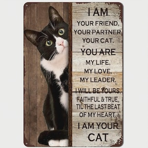 Black Cat Metal Sign – &quot;I&#39;m Your Friend&quot; Plaque 12&quot;x8&quot;, Wall Decor for Home, Cafe, Bar, Garage, Bathroom, Kitchen, Outdoor Cat Lovers Gift