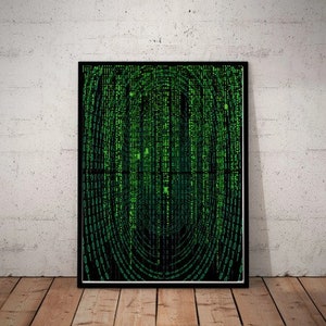 matrix rain art print ,matrix rain code poster, matrix rain digtial poster, ai generated poster,