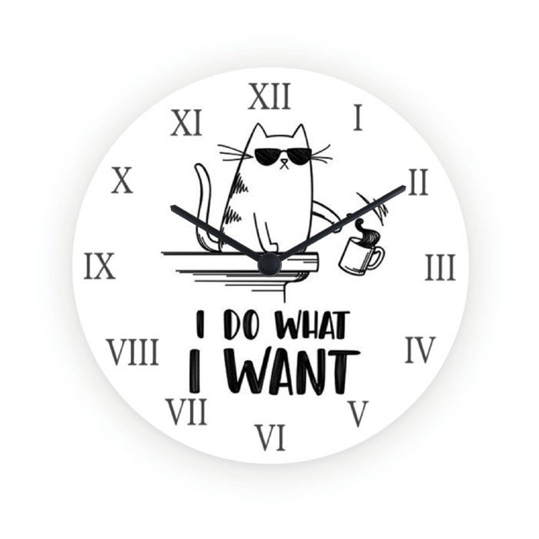 I Do Wat I Want Cat Clock tabby Cat Wall Clock Gift For Cat Lover i-do-wat-i-want-cat-clock-tabby-cat-wall-clock-gift-for-cat-lover