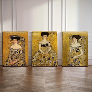 Gustav Klimt Woman portrait framed  , Art Deco Portrait Wall Art, Vintage Style Home Decor Gift for Art  Lovers