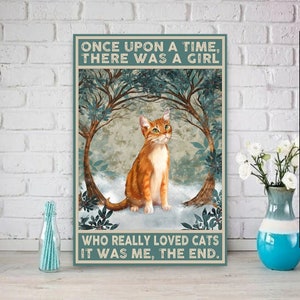 once upon a time there was a girl who liked cats. cat-poster , Black Cat Wall Art - Black Cat Print -Black Cat Artwork - Home Decor