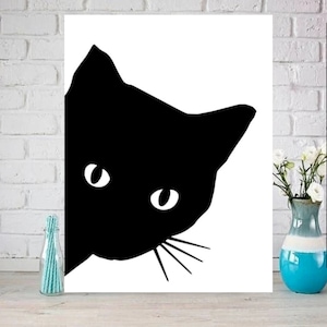 black  Cat Wall Art - Black Cat Print -Black Cat Artwork - Home Decor