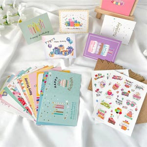 pack of 20 birthday card pack with envelopes and stickers , birthday cards ,greeting card s