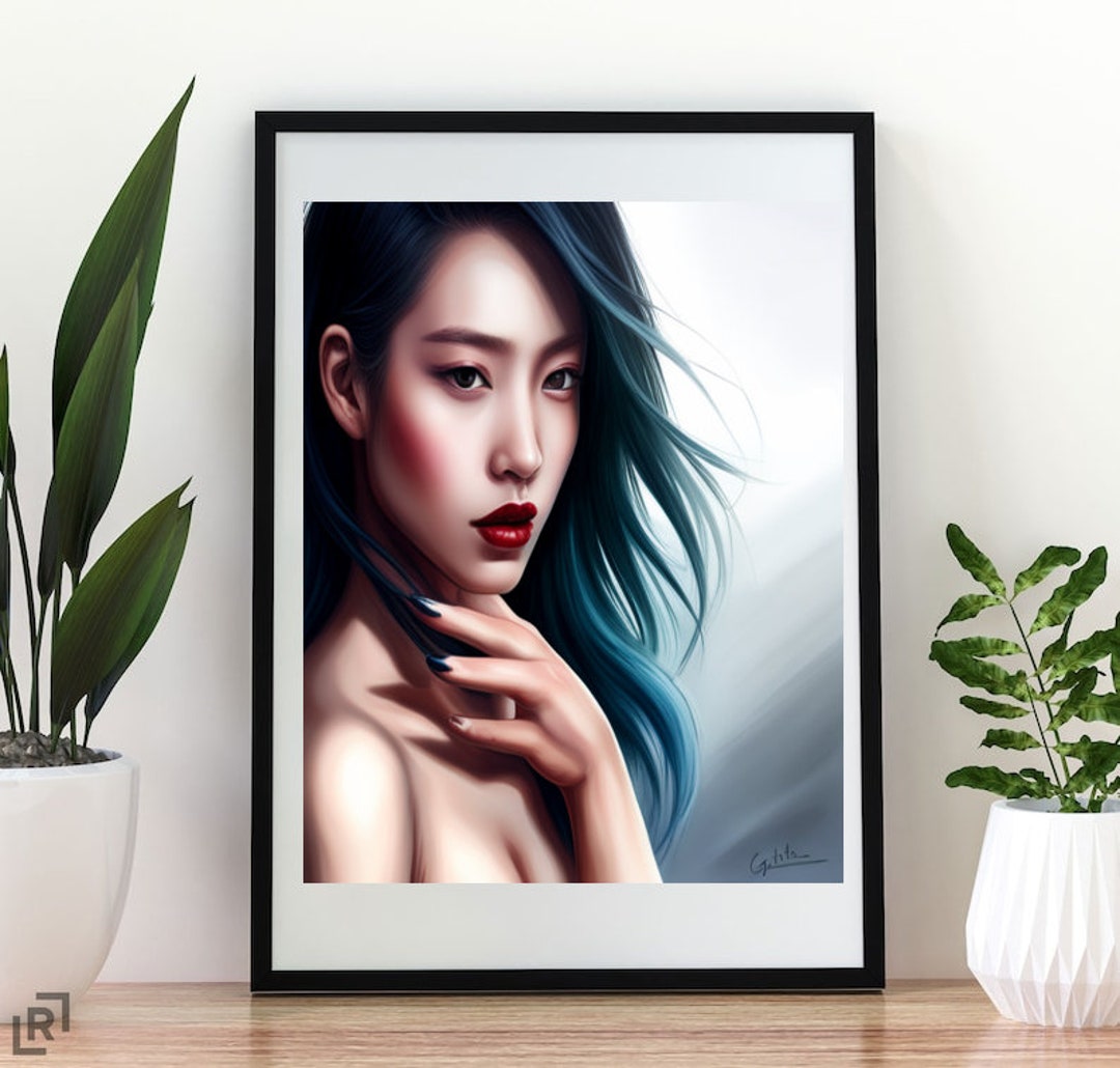 Smaragdgrünes Frauen-Porträt Poster – Abstrakt, Minimalistisch, 20,3 X ... Cm, Leinwand-Kunst Fürs Zimmer