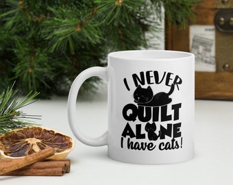 i nie quilt allein ich habe katzen,katzenliebhaber tasse,schwarze katze tasse,geschenk für katzenliebhaber / besitzer