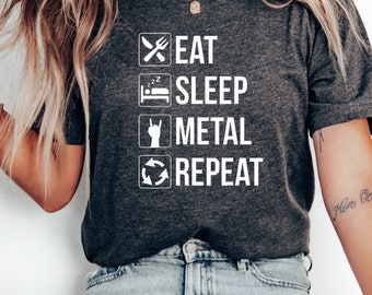 eat sleep heavy metal repeat  shirt , Heavy Metal Tee, Womens Metal Shirt, Mens Metal Shirt, Metalhead Gift, Music shirt