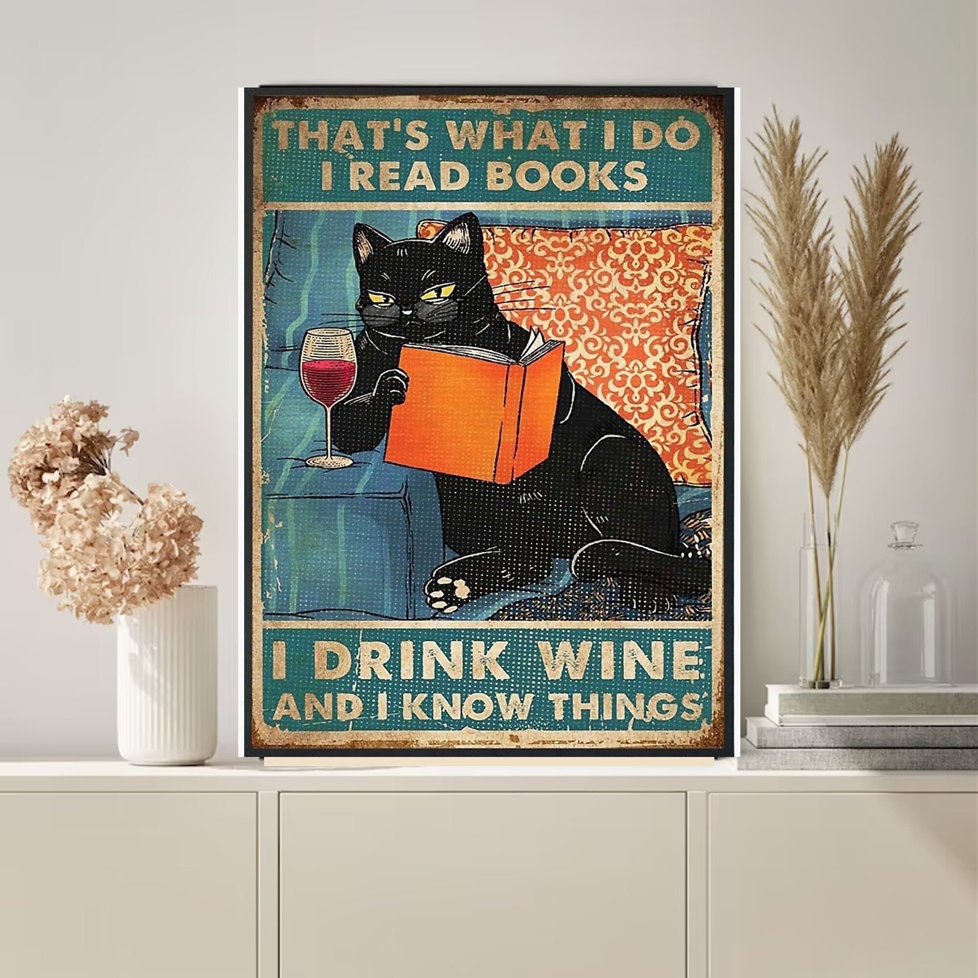 black cat-poster, Schwarze Katze Wand-Kunst - Schwarze Katze Druck -Schwarze Katze Kunstwerk-Haus-Dekor