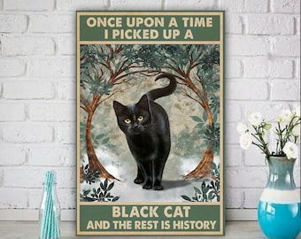 once a upon a time  cat-poster , Black Cat Wall Art - Black Cat Print - -Black Cat Artwork - Home Decor