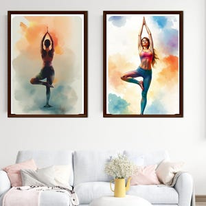 Yoga pose art  Print, Vintage Wall Art Yoga Girl Poster, Soul-connecting Inspirational, No Frame Canvas Print