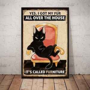 black cat  wall poster , Black Cat Wall Art - Black Cat Print -Black Cat Artwork - Home Decor