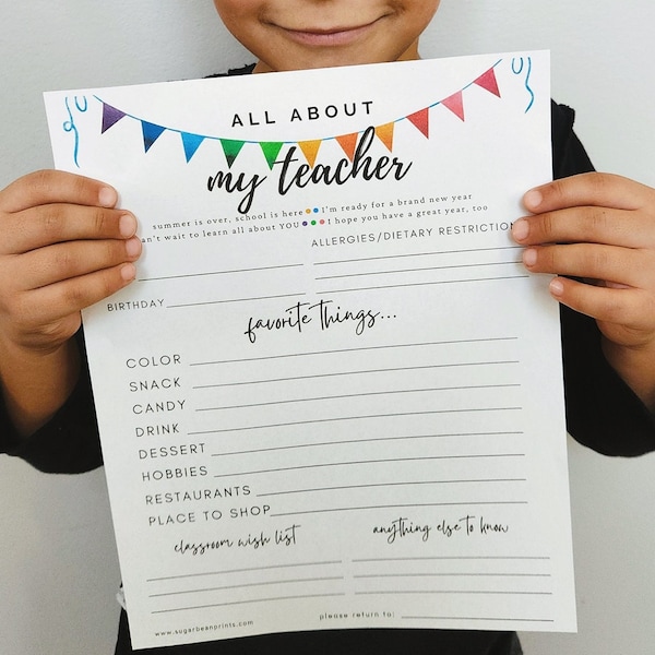 Get to Know Your Teacher Template Etsy Get to Know Your Teacher Template Etsy